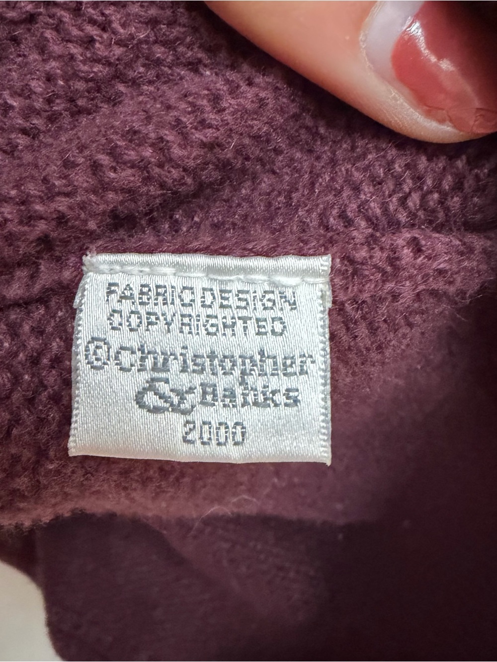 Christopher & Banks Burgundy Cardigan with Blue Floral Appliqué - Picture 5 of 5